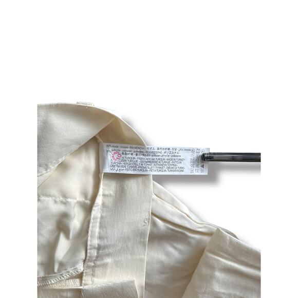 ZARA 7385/600/712 Ivory Wide-Leg Pants S 26 | 33" Inseam High Rise 2 Pockets - Picture 2 of 8
